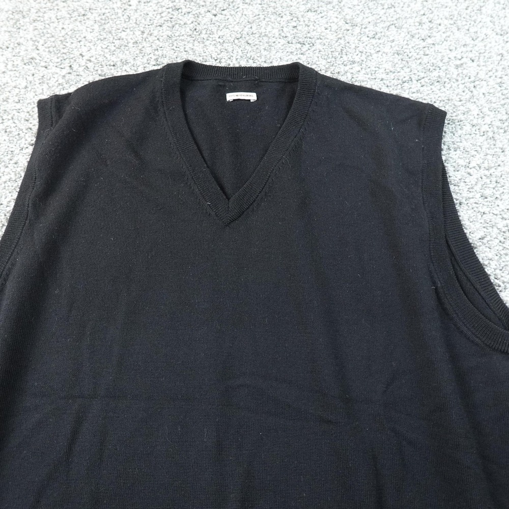 Peter Millar Sweater Vest Mens L Black Merino Wool V Neck Knit Pullover Soft Top